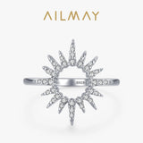 Amazing Sun Flower Sparkling AAAA Lab Created Diamonds 925 Sterling Silver Ring