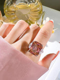 Luxury Fashionable Padparadscha Pagoda Ring Set, High Quality AAAAA High Carbon Diamonds, Party Engagement Jewellery