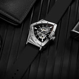 High Range Automatic Mechanical Watches Luminous Luxury Tourbillon Gold Rubber Strap Triangle Skeleton Wristwatches