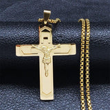 Christian Jesus Cross Necklace Stainless Steel Crucifix Pendant Necklaces - Prayer Baptism Religious Jewellery
