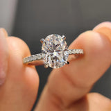 Fabulous 1-2 Carat Oval Cut VVS1 D Colour Moissanite Diamond Silver Wedding Ring