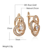 Shiny 14K Filled Rose Gold AAA Zircon Diamonds Symmetry Flower Design Earrings - Vintage Style Fine Jewellery