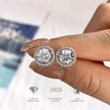 Luxury Certified Moissanite Diamonds Stud Earrings for Women/Men. Sterling Silver Round Halo Earrings Fine Jewellery - The Jewellery Supermarket