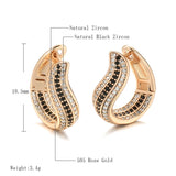 14K Rolled Gold  Luxury Geometric Black White AAA Zircon Diamonds Women's Drop Earrings