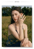 18K Gold Plated New Multi-Color Crystal Square Round Adjustable Ring Popular Jewellery