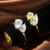 New Design 1.5cttw Toi Et Moi Pear Cut VVS1 D Colour Moissanite Diamond Engagement Ring