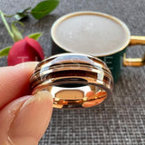 Real Wood Inlay 8MM Rose Gold Colour Guitar String Tungsten Wedding Ring for Men and Women - Fashion Jewellery - The Jewellery Supermarket