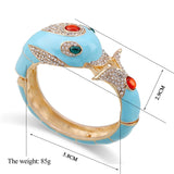 New Unique Design 6 Colours Gold Plated with Full AAA Rhinestones Dolphin Animal Enamel Statement Bracelet Bangle - The Jewellery Supermarket