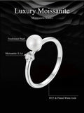 Unique Decorative Design Freshwater Pearl VVS1 D Colour Moissanite Silver Ring