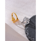 18K Gold Plated Stainless Steel Heart Love Hollow Minimalist Ring