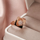 New Filled 14K Rose Gold Unusual Micro Wax Inlay Spherical AAA Zircon Diamonds  Rings For Women - Trendy Jewellery