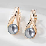 14K Gold Filled Elegant Grey White Pearl Drop Earrings For Women Fashion Jewellery