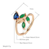 Vintage Leaf  Simple Rolled 14K Rose Gold With AAA Zircon Crystals Rings for Women - High Quality Fine Jewellery