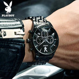 Luxury Fashion Men's Stainless Steel Quartz Watch Waterproof Multifunction Wristwatch with Stylish Design