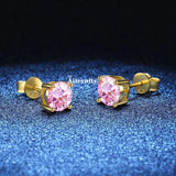 VVS1 Sterling Silver White Pink Yellow Red Orange Moissanite Diamonds Stud Earrings