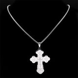 Christian Orthodox Cross Necklace Stainless Steel Jesus Religious Prayer Russian Chain Necklaces - The Jewellery Supermarket