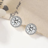 Super 5mm/6.5mm Moissanite Diamonds Halo Stud Earrings for Women Men Fine Jewellery