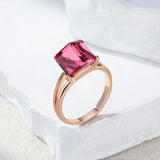 14 Karat Gold Filled Red Cube AAA Zircon Crystal Luxury Fashion Rings For Women