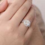 Flower Halo D Colour VVS1 3CT Moissanite Diamonds Ring 925 Silver Wedding Engagement Fine Jewellery GRA Certified