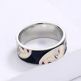 Creative Irregular Half Face Exaggerated Black,White Handmade Enamel Ring