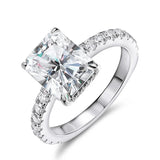 Emerald/Radiant Cut Real Full Moissanite 8*10mm D Color Diamond 925 Sterling Silver Ring for Women Wedding Band