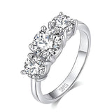 Splendid 3-stone S925 Sterling Silver with 14CGP Moissanite Diamonds Rings Engagement Wedding Promise Jewellery