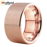 Flat Band And Brushed Finish 10MM 12MM Large Men Black Tungsten Ring Comfort Fit