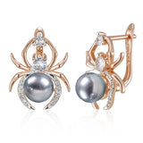 14K Gold Filled Fashion Grey Spider Shape AAA Zircon Diamonds Drop Unique Earrings