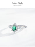 Elegant Deep Green Oval AAAA Lab Created Diamond Crown 925 Sterling Silver Ring
