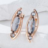 14 Karat Gold Filled Grey AAA Zircon Crystals Luxury Long Dangle Earrings For Women