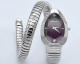 High Quality Gold Diamond Set Snake Shaped Dress Watch Bangle Unique Brand Watch