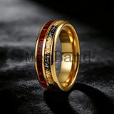 Red Opal and Meteorite Inlaid Gold Foil 6MM 8MM Men and Women Tungsten Rings