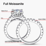 18K Gold Plated 3.5cttw VVS1 All Moissanite Diamonds Row Silver Wedding Engagement Fine Jewellery Rings Set - The Jewellery Supermarket