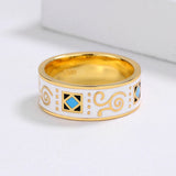 Classic 18KGP Fashion Irregular Pattern White Hand Enamel 925 Ring