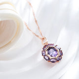 14K Rolled Gold Unusual Sparkling Oval Purple AAA Zircon Crystal Luxury Pendant Necklace