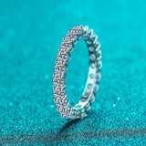 Super 3mm VVS1 D Colour Moissanite Diamonds Eternity Stackable Wedding Silver Ring