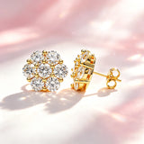 Fabulous D Colour VVS1 1.4 Carat Flower Moissanite Diamonds Unisex Silver Stud Earrings