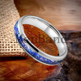 True Blue Galaxy Opal Inlaid Dome Polished 4MM 6MM 8MM Tungsten Men Women Rings