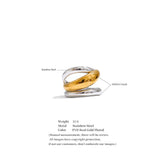 18K Gold Plated New Stainless Steel Layered Geometric Cast Statement Attractive Ring