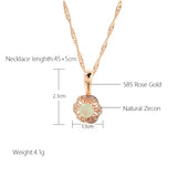 Terrific Lake Green 14K Rolled Rose Gold AAA Zircon Crystals Pendant Necklace For Women - Fine Jewellery