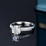 Round Brilliant Solitaire VVS1 1Ct Moissanite Diamond Wedding Rings For Women Sterling Silver Engagement Jewellery
