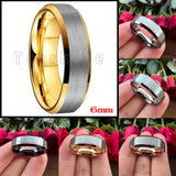 Multicolours Beveled Brushed 6m/8mm Classic Tungsten Wedding Rings for Men Women