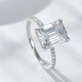 Emerald/Radiant Cut Real Full Moissanite 8*10mm D Color Diamond 925 Sterling Silver Ring for Women Wedding Band