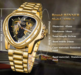 Fashion Top Brand Triangle Men's Automatic Mechanical Hollow Luxury Golden Full Stainless Steel Men's Wrist Watches