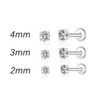 Sterling Silver Six Claws Sparkling Moissanite Diamonds Flat Back Stud Earrings