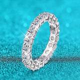 Terrific 2-5mm VVS1 D Colour Moissanite Diamonds Sparkling Eternity Silver Ring