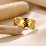 New In Stainless Steel 14K Gold Colour Rings For Women and Girls - Ideal Trendy Fashion Rings, Ideal Gifts - The Jewellery Supermarket