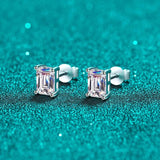 Classic 0.5-2CT Emerald Cut Rectangle Moissanite Diamonds Earrings - Sterling Silver Fine Jewellery For Men and Women - The Jewellery Supermarket