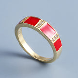 Classic 18 KGP Red Drip Simple Handmade Enamel Party Ring Wedding Jewellery