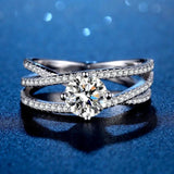Petite Twisted Vine Design Real 1ct Moissanite Diamonds Rings White Gold Plated Silver Engagement Wedding Jewellery